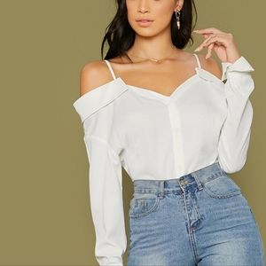 SheIn Cold Shoulder Button Down